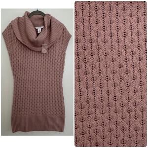 Candie’s Cowl Neck Knit Sweater Dress in Blush
